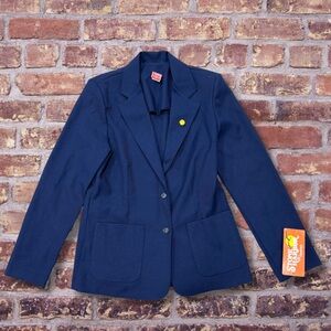 Vtg 70s Stone Harbor Leisure Blazer Navy Womens M NOS USA Polyester Blue Bell